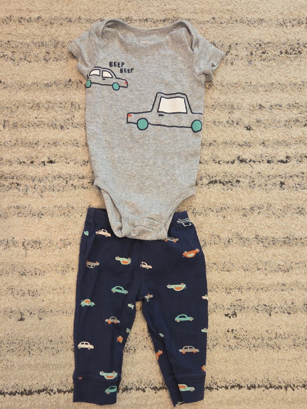 Carter's Gray and Navy Onesie And Pants Matching Set Size 6 Mo